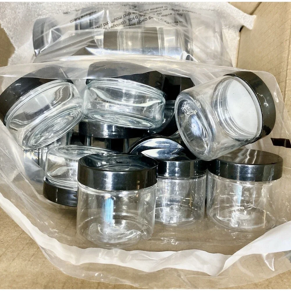 26 Plastic Storage Jars w/ Black Lids | Mixed Sizes 2oz & 4oz | BPA-Free PETE